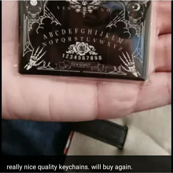 Halloween Ouija Planchette Black Pompom Keychain Handbag Tag - Picture 8 of 11